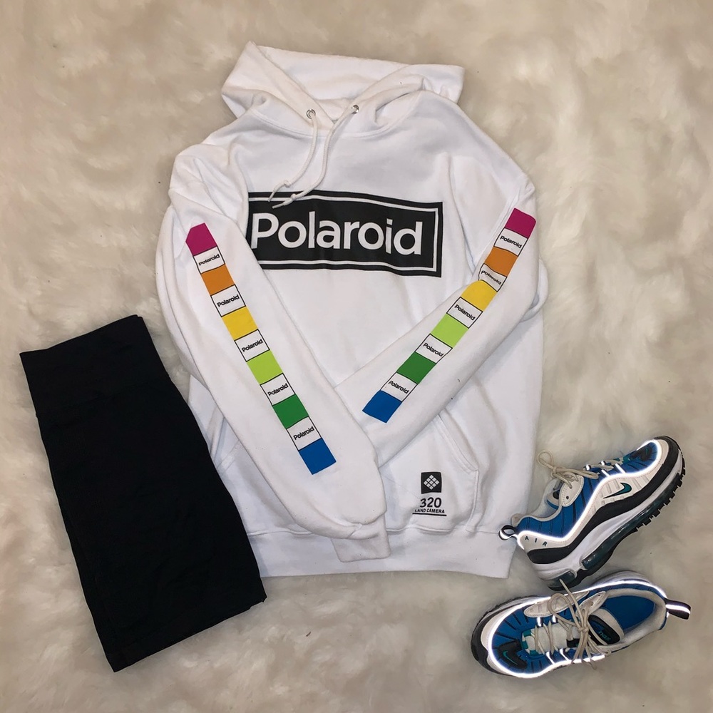 White oversized Polaroid hoodie